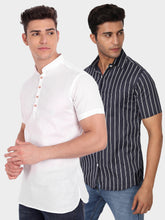 Mens Double Strip Half Sleeve Shirt (Pack 2)